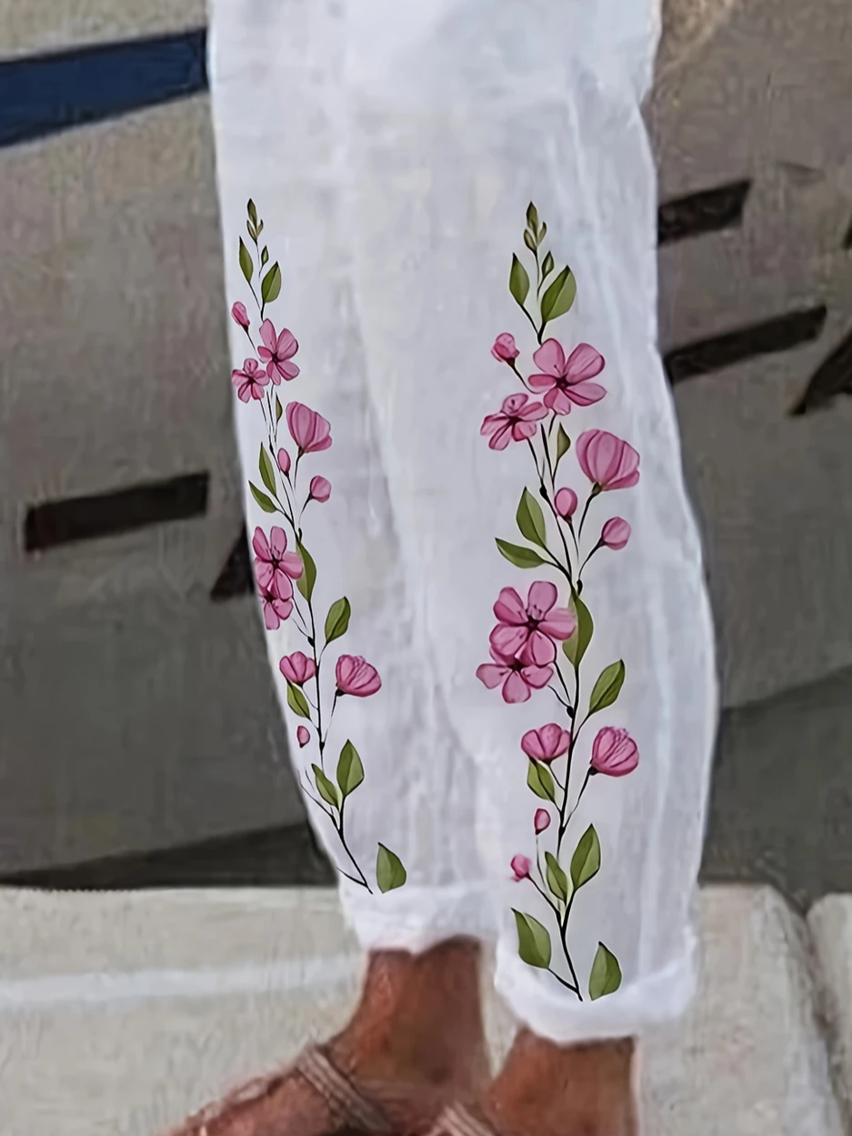 Damen Geblümt Lang Hose Lässig Frühling/Herbst Hose