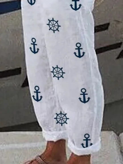 Damen Anker Lang Hose Lässig Frühling/Herbst Hose