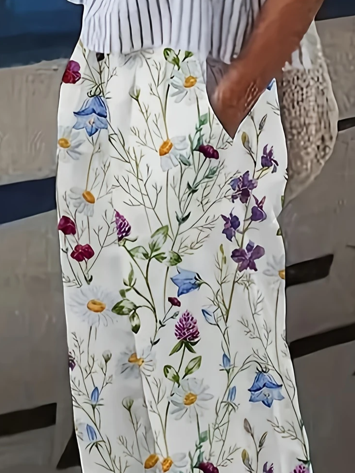 Damen Geblümt Lang Hose Lässig Frühling/Herbst Hose