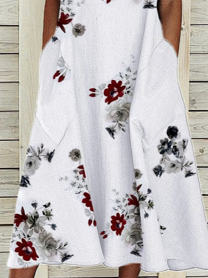 Damen Geblümt Ärmellos Sommer Print Kleid Rundhals Täglich Lässig Maxikleid Passen & Flare Kleid H-Linie Kleid