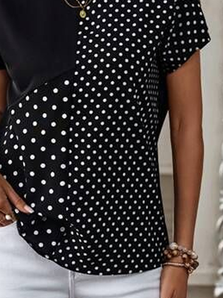 Damen Polka Dots Kurzarm T-Shirts T-Shirt Rundhals Print Lässig Sommer T-Shirt mit Grafik Oberteile