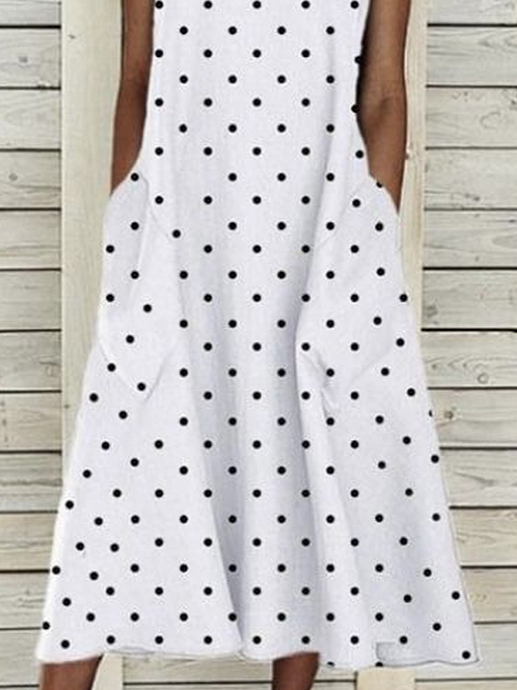 Damen Polka Dots Ärmellos Sommer Print Kleid Rundhals Täglich Lässig Maxikleid Passen & Flare Kleid H-Linie Kleid