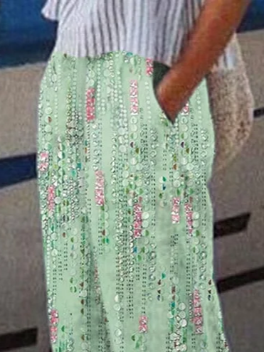 Damen abstrakte Streifen Lang Hose Lässig Frühling/Herbst Hose