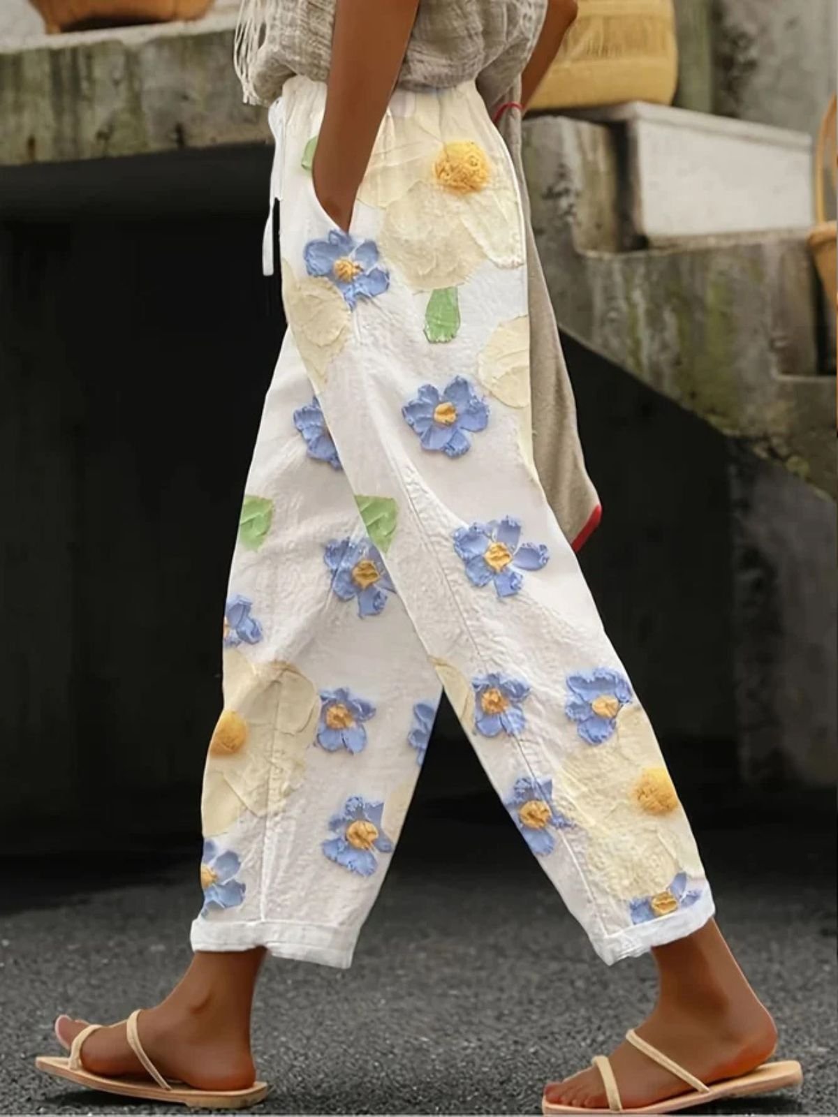 Damen Geblümt Lang Hose Lässig Frühling/Herbst Hose
