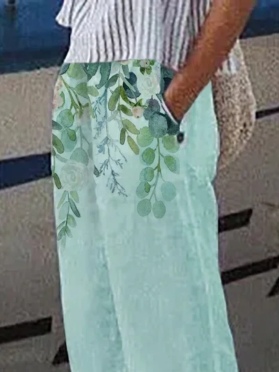 Damen Geblümt Lang Hose Lässig Frühling/Herbst Hose