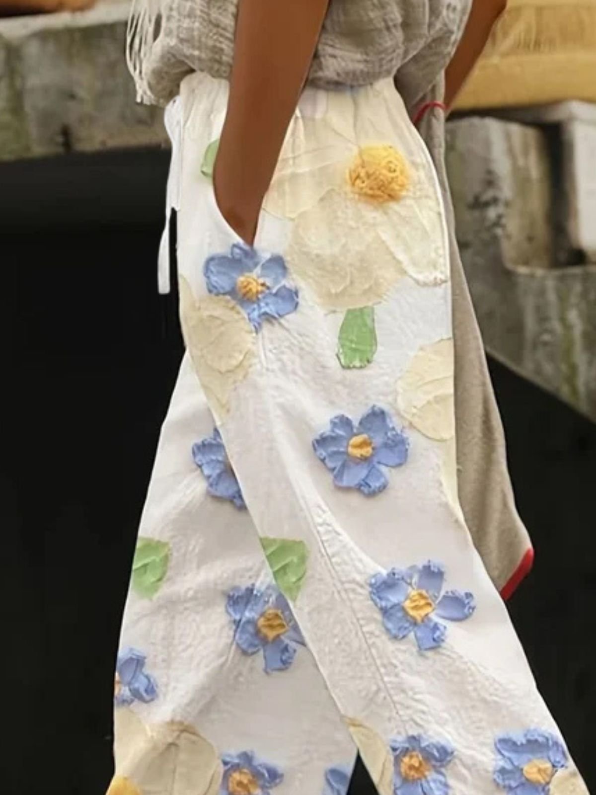 Damen Geblümt Lang Hose Lässig Frühling/Herbst Hose