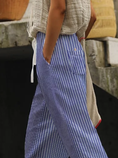 Damen Gestreift Lang Hose Lässig Frühling/Herbst Hose