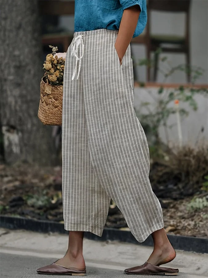 Damen Gestreift Lang Hose Lässig Frühling/Herbst Hose