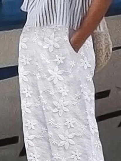 Damen Geblümt Lang Hose Lässig Frühling/Herbst Hose