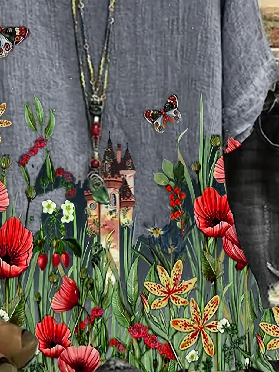 Damen Geblümt Kurzarm T-Shirts T-Shirt Rundhals Print Lässig Sommer T-Shirt mit Grafik Oberteile