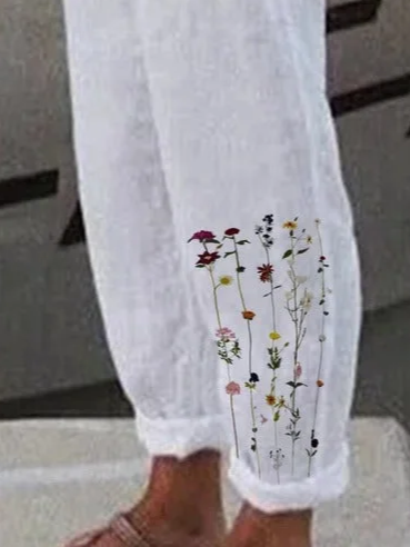 Damen Geblümt Lang Hose Lässig Frühling/Herbst Hose