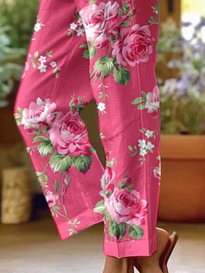 Damen Geblümt Lang Hose Lässig Frühling/Herbst Hose