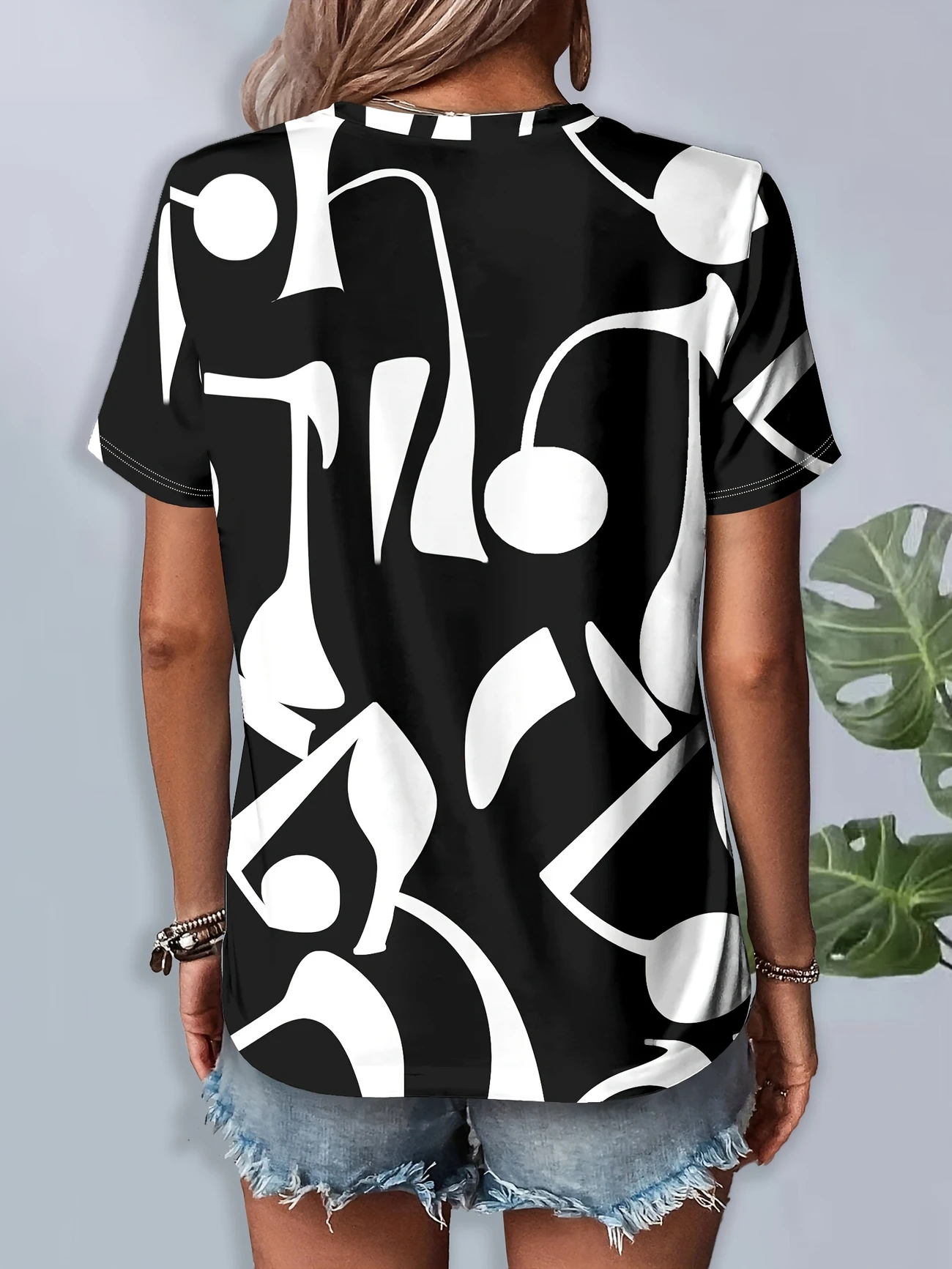 Damen Abstrakt Kurzarm T-Shirts T-Shirt Rundhals Print Lässig Sommer T-Shirt mit Grafik Oberteile