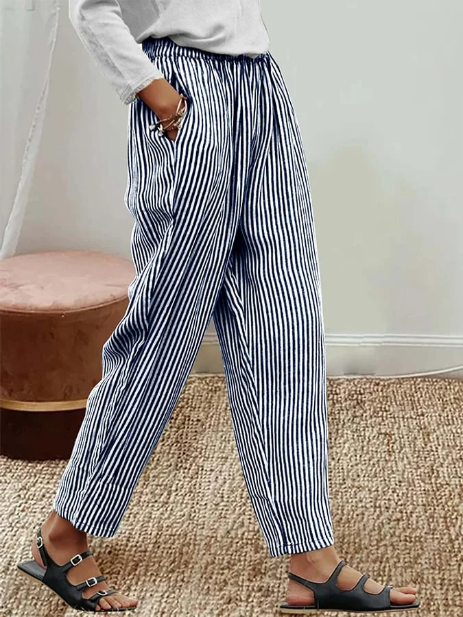 Damen Gestreift Lang Hose Lässig Frühling/Herbst Hose