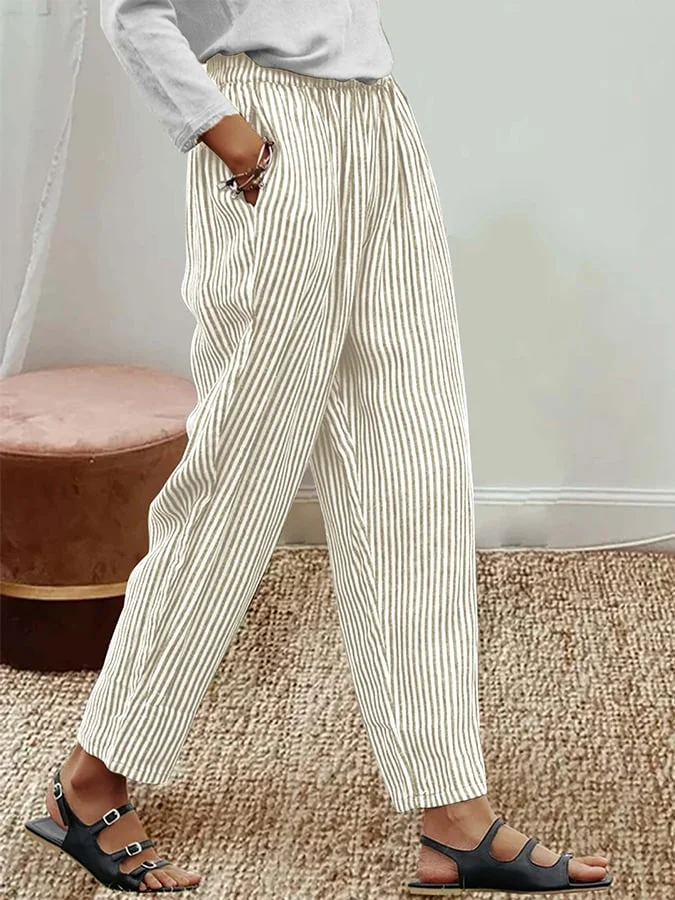 Damen Gestreift Lang Hose Lässig Frühling/Herbst Hose