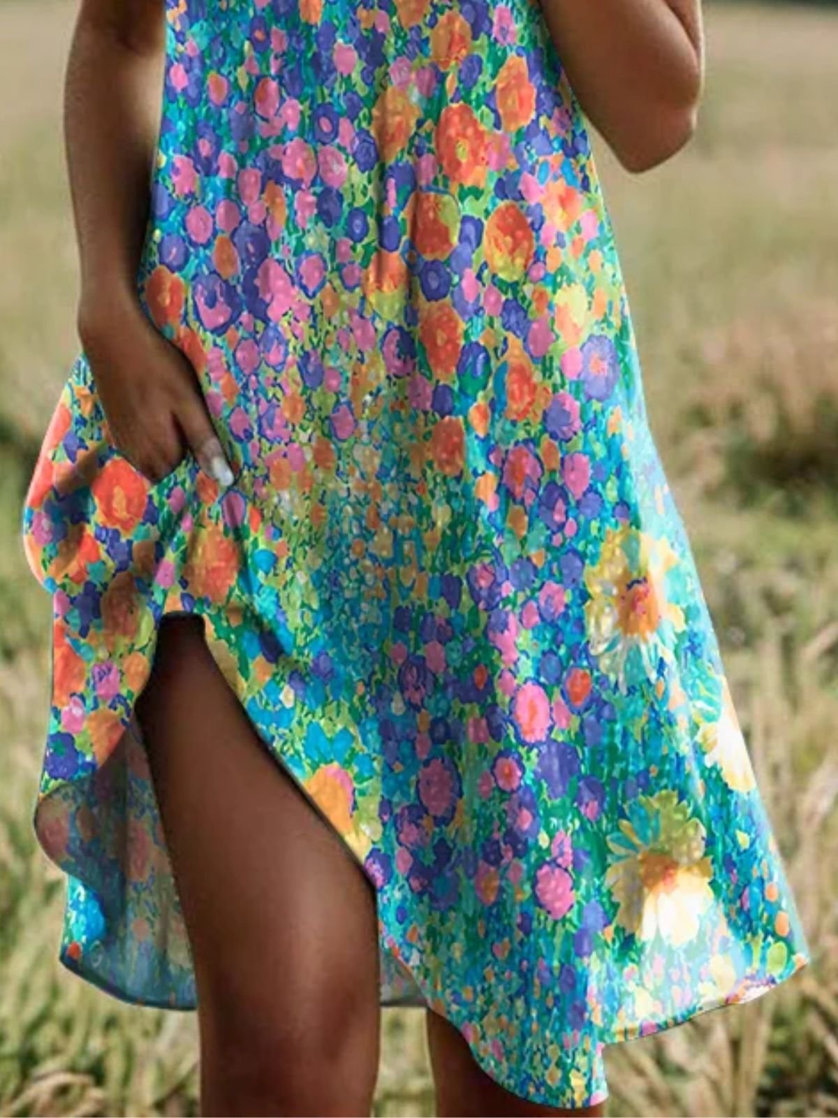 Damen Geblümt Kurzarm Sommer Kleid Hemdkragen Täglich Lässig Midi A-Linien-Kleid