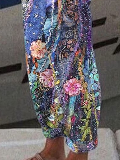 Damen Geblümt Lang Hose Lässig Frühling/Herbst Hose