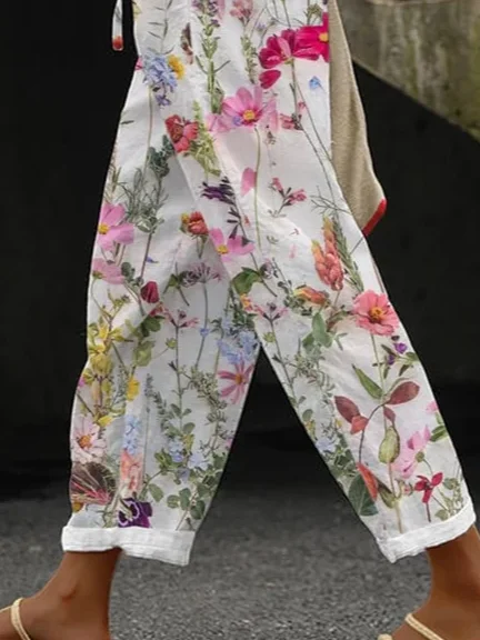 Damen Geblümt Lang Hose Lässig Frühling/Herbst Hose