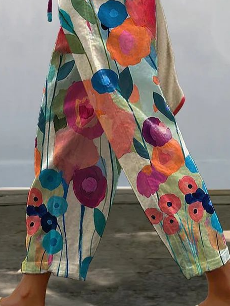 Damen Geblümt Lang Hose Lässig Frühling/Herbst Hose