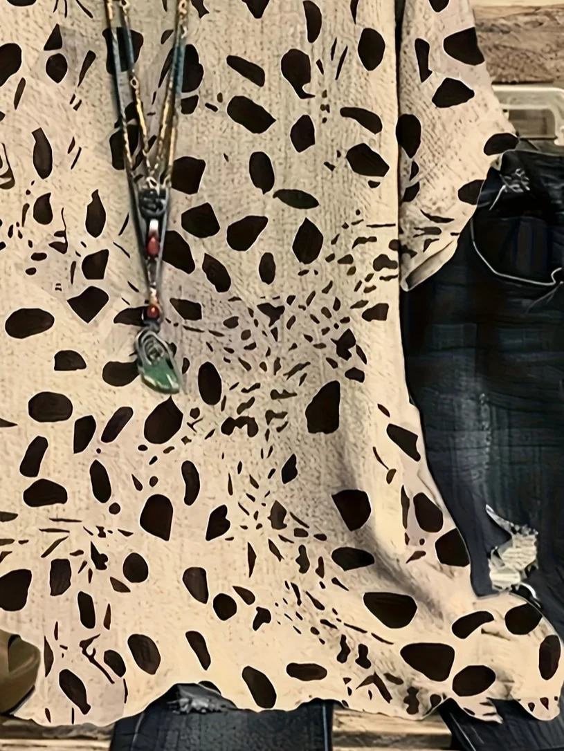 Damen Leopard Kurzarm T-Shirts T-Shirt Rundhals Print Lässig Sommer T-Shirt mit Grafik Oberteile
