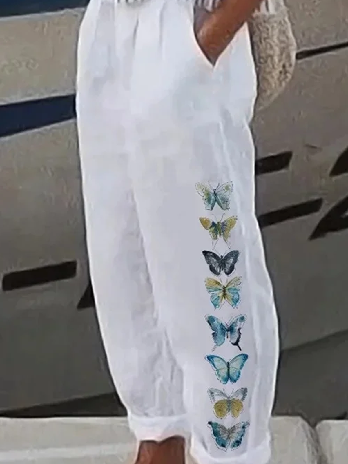 Damen Schmetterling Lang Hose Lässig Frühling/Herbst Hose