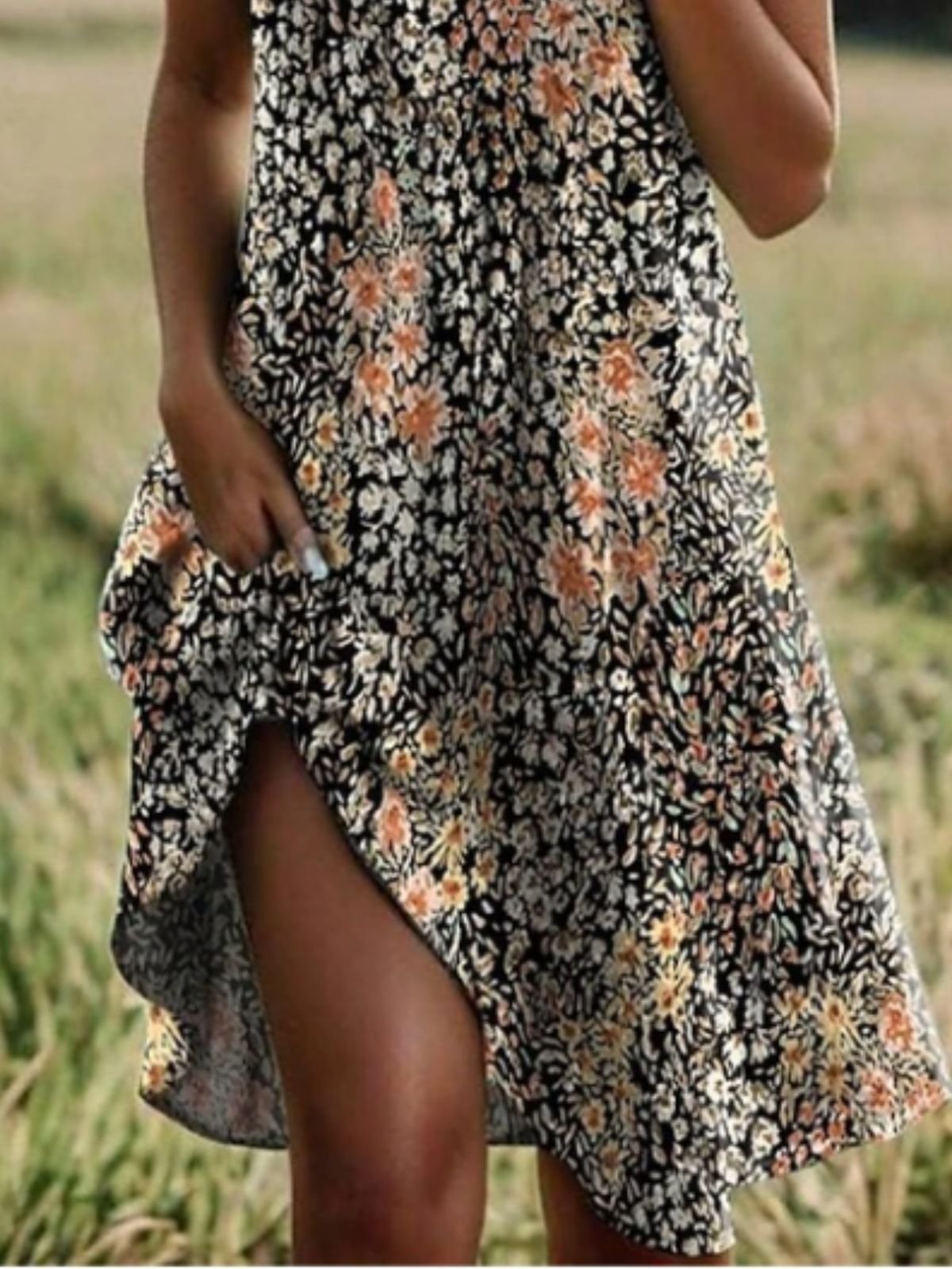 Damen Geblümt Kurzarm Sommer Kleid Hemdkragen Täglich Lässig Midi A-Linien-Kleid