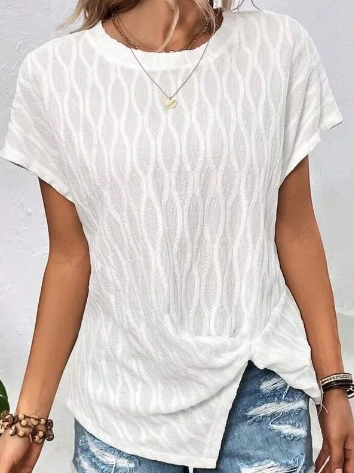 Damen Geometrisch Kurzarm T-Shirts T-Shirt Rundhals Lässig Sommer Tunika Oberteile