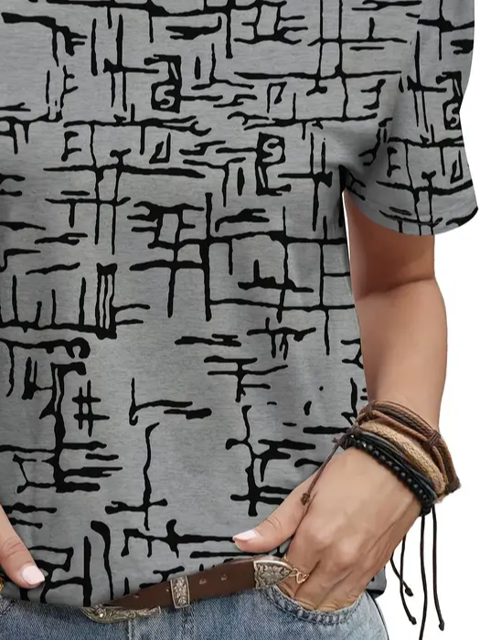 Damen Abstrakt Kurzarm T-Shirts T-Shirt Rundhals Print Lässig Sommer T-Shirt mit Grafik Oberteile
