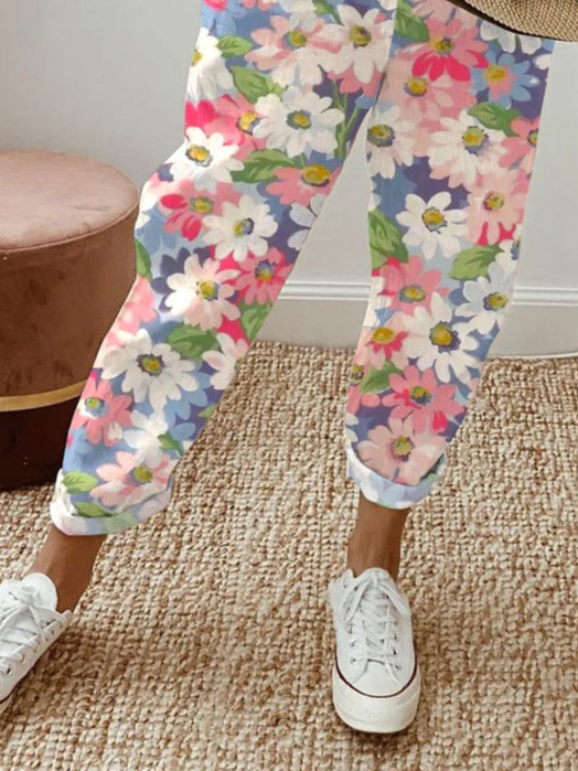 Damen Geblümt Lang Hose Lässig Frühling/Herbst Hose