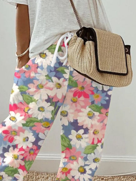Damen Geblümt Lang Hose Lässig Frühling/Herbst Hose