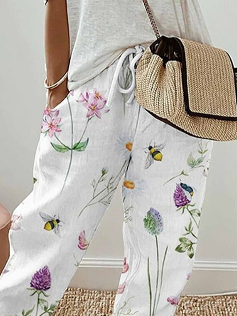 Damen Geblümt Lang Hose Lässig Frühling/Herbst Hose