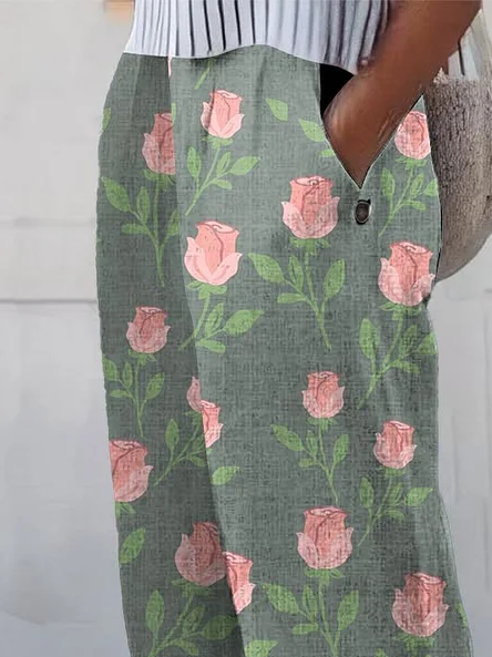 Damen Geblümt Lang Hose Lässig Frühling/Herbst Hose