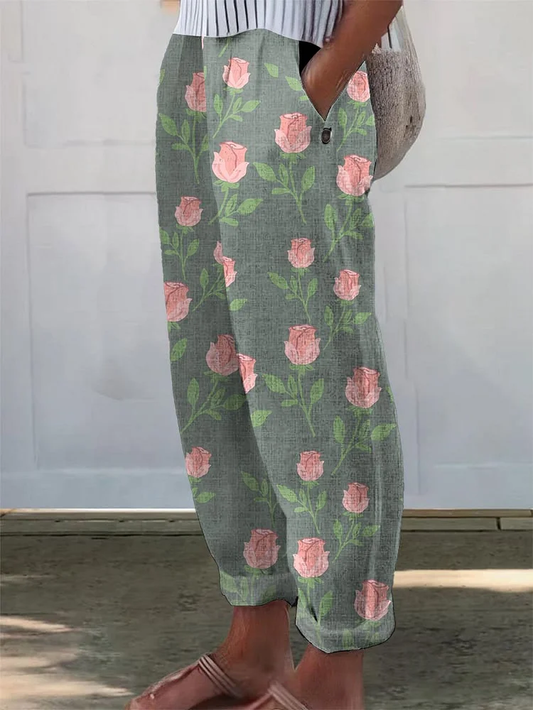 Damen Geblümt Lang Hose Lässig Frühling/Herbst Hose