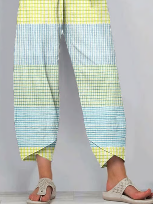 Damen Gestreift Caprihosen Hose Lässig Sommer Hose