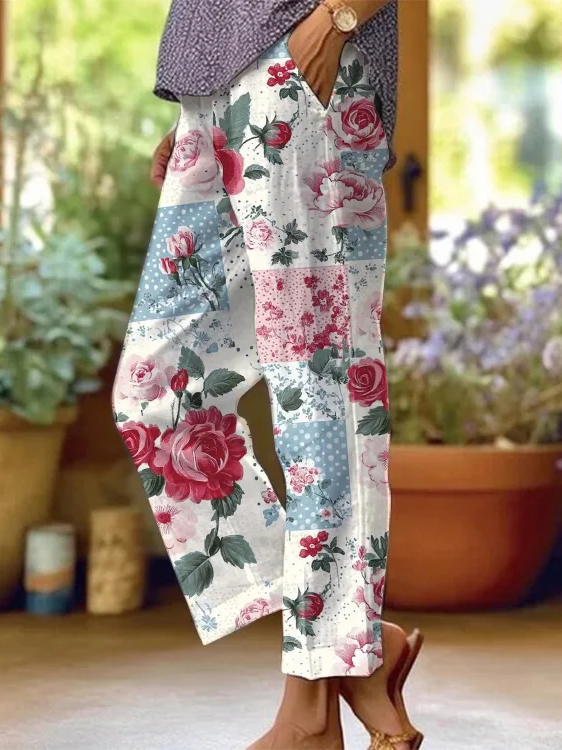 Damen Geblümt Lang Hose Lässig Frühling/Herbst Hose