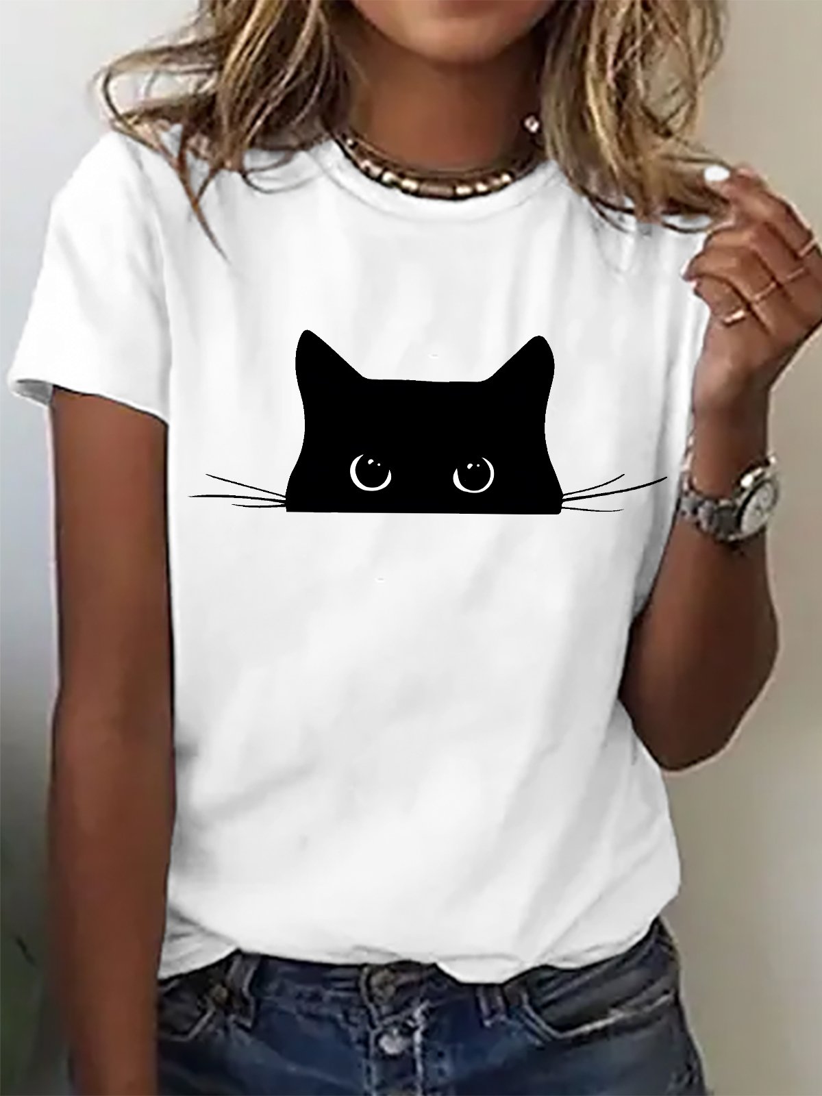 Damen Tier Kurzarm T-Shirts T-Shirt Rundhals Lässig Sommer Oberteile