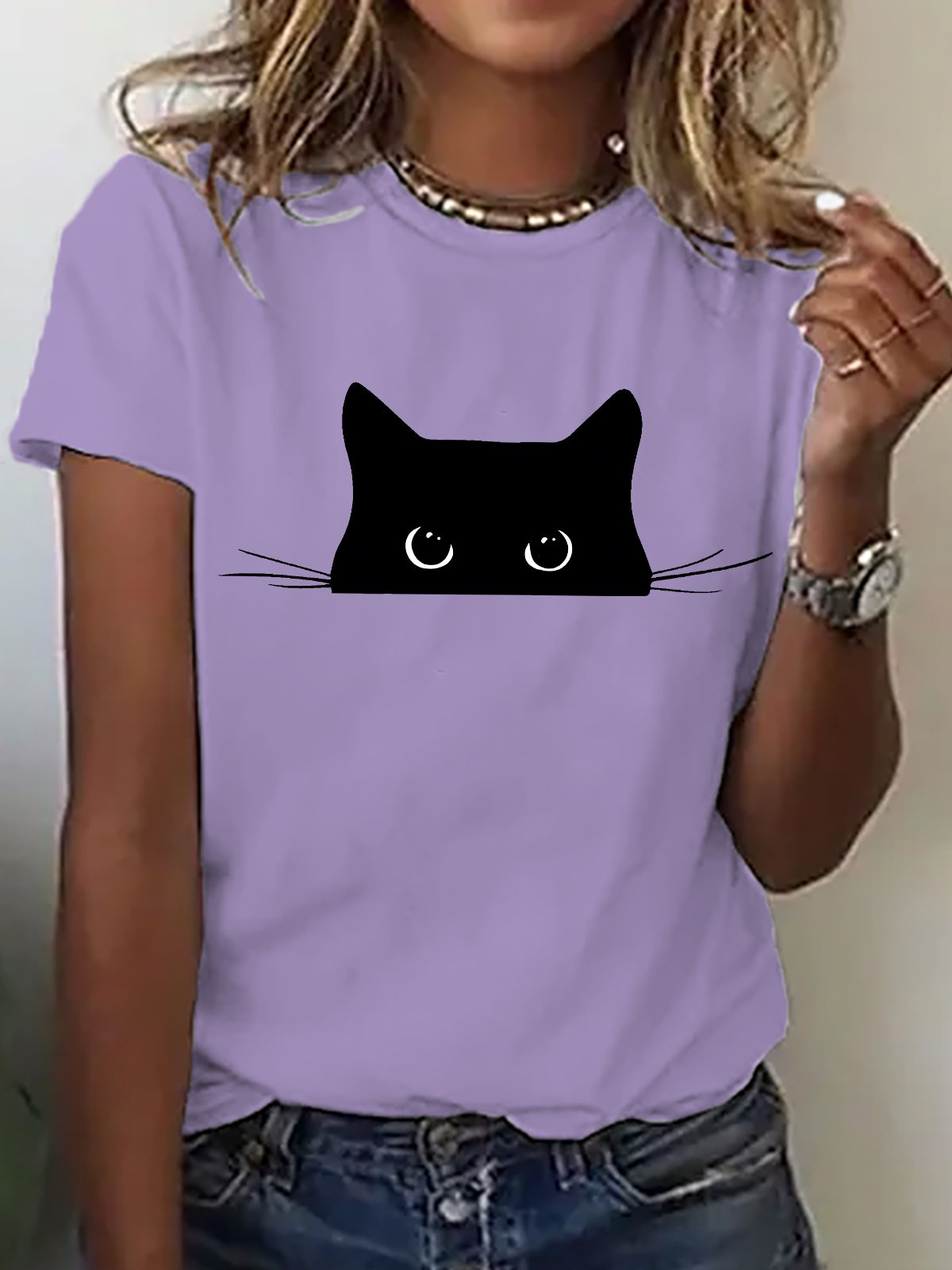 Damen Tier Kurzarm T-Shirts T-Shirt Rundhals Lässig Sommer Oberteile