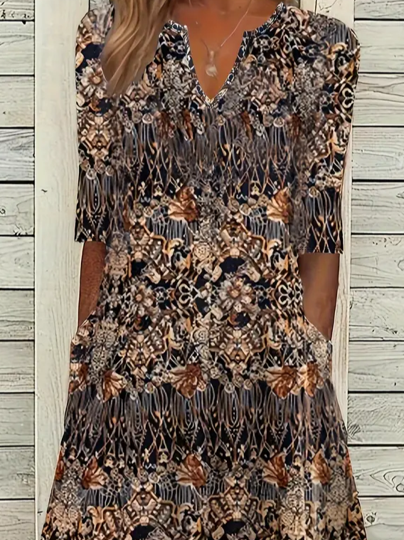Damen Geblümt Kurzarm Sommer Print Kleid V-Ausschnitt Täglich Lässig Maxikleid Passen & Flare Kleid H-Linie Kleid