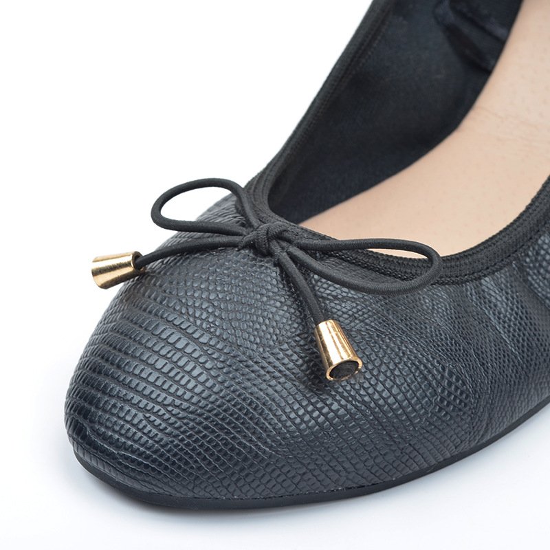 Sommer Ei Rollen Schuhe Eidechse Muster 2025 Lässig Weich Unterseite Flach Mund Einzeln Schuhe für Damen schwanger Damen Schleife Schwarz Schuhe für Damen