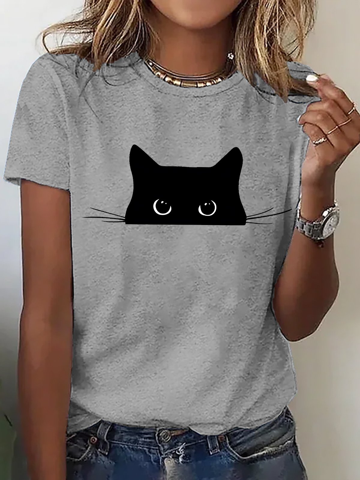 Damen Tier Kurzarm T-Shirts T-Shirt Rundhals Lässig Sommer Oberteile