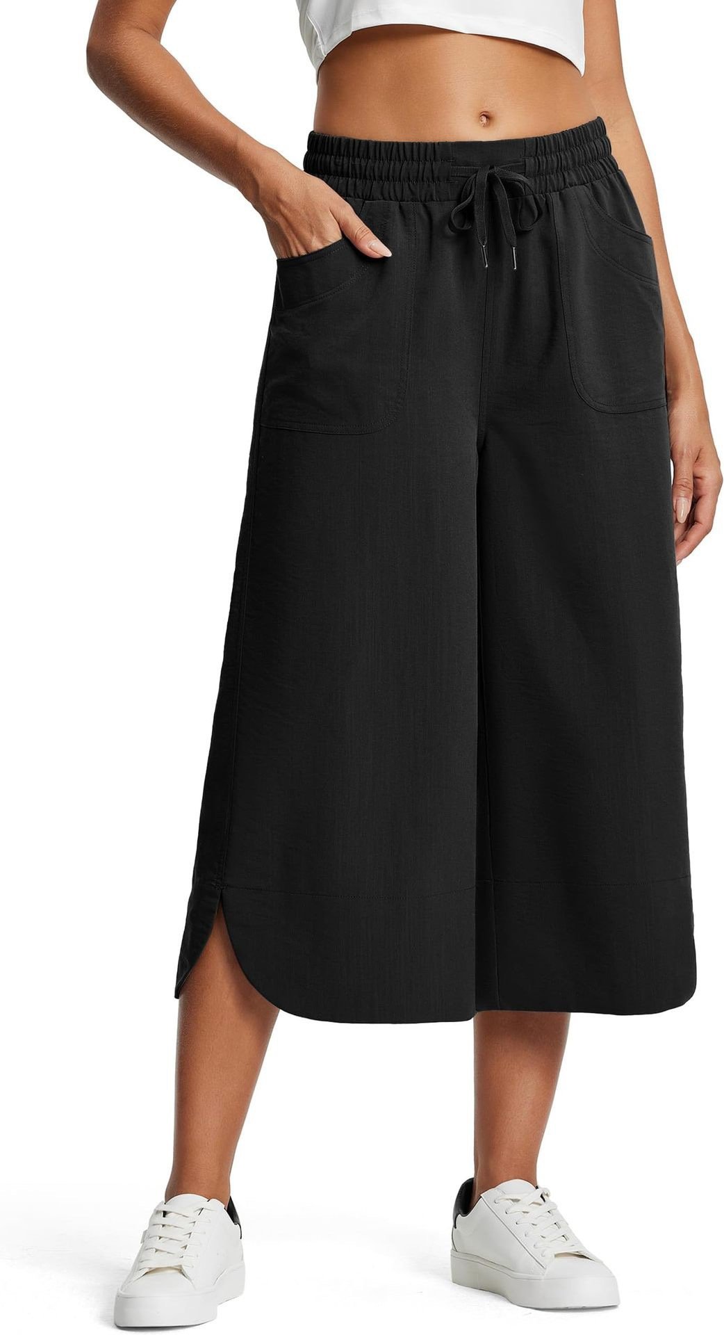 Damen Unifarben Caprihosen Hose Lässig Sommer Hose