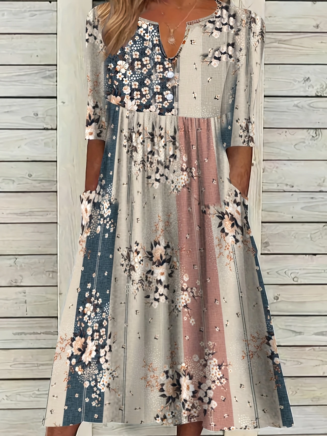 Damen Geblümt Kurzarm Sommer Print Kleid V-Ausschnitt Täglich Lässig Maxikleid Passen & Flare Kleid H-Linie Kleid