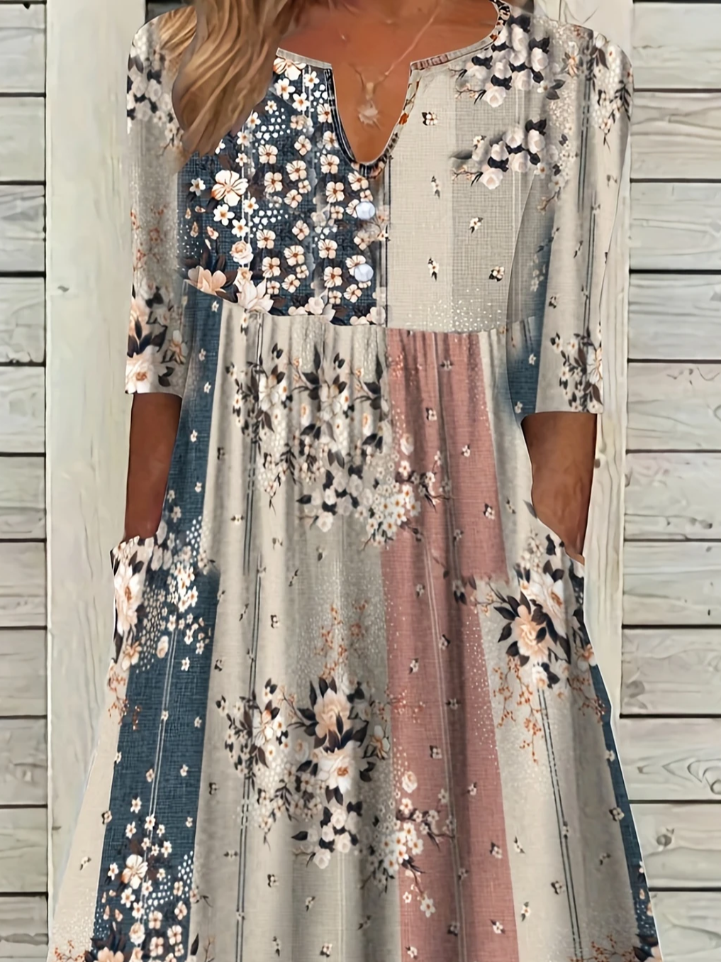 Damen Geblümt Kurzarm Sommer Print Kleid V-Ausschnitt Täglich Lässig Maxikleid Passen & Flare Kleid H-Linie Kleid