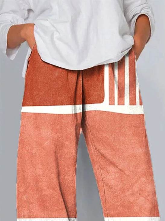 Damen Gestreift Caprihosen Hose Lässig Sommer Hose