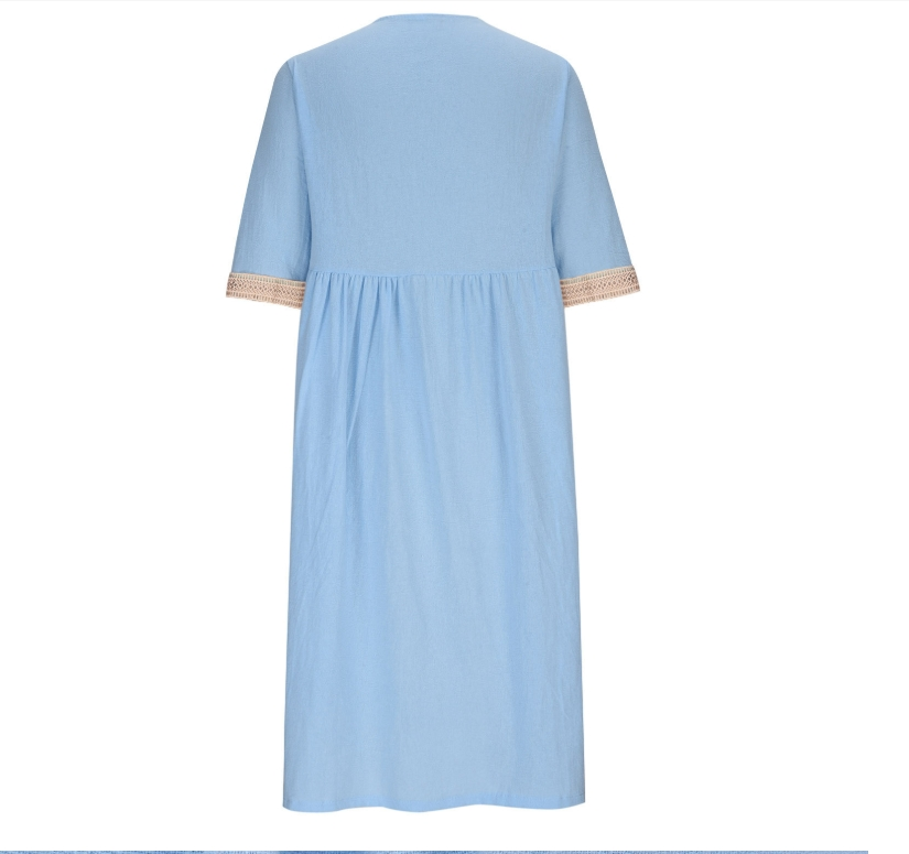 Damen Unifarben Halbarm Sommer Nahtverarbeitung Kleid V-Ausschnitt Täglich Lässig Maxikleid Passen & Flare Kleid A-Linien-Kleid