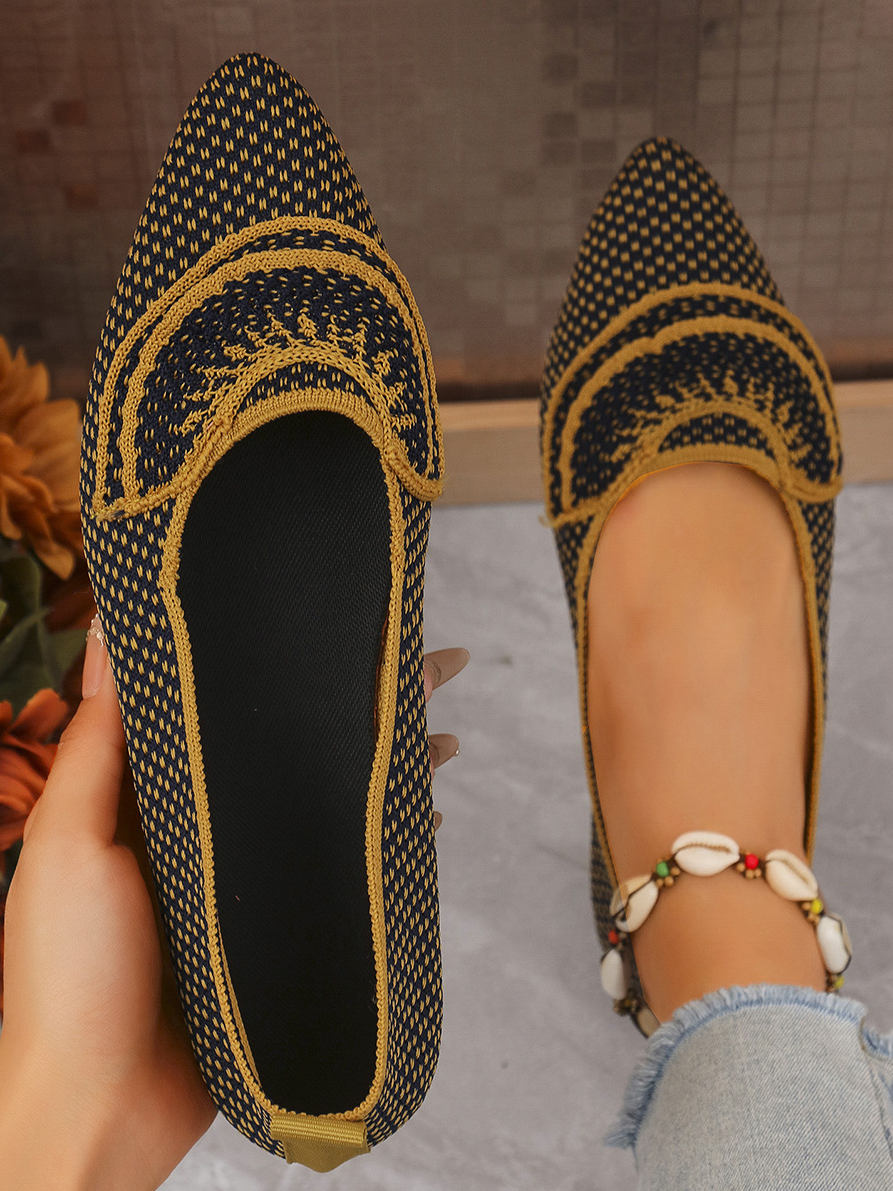 Damen Vier Jahreszeiten Freizeit Ultraleicht Fliegend Mesh Farbe Matching Flach Mund Flach Schuhe