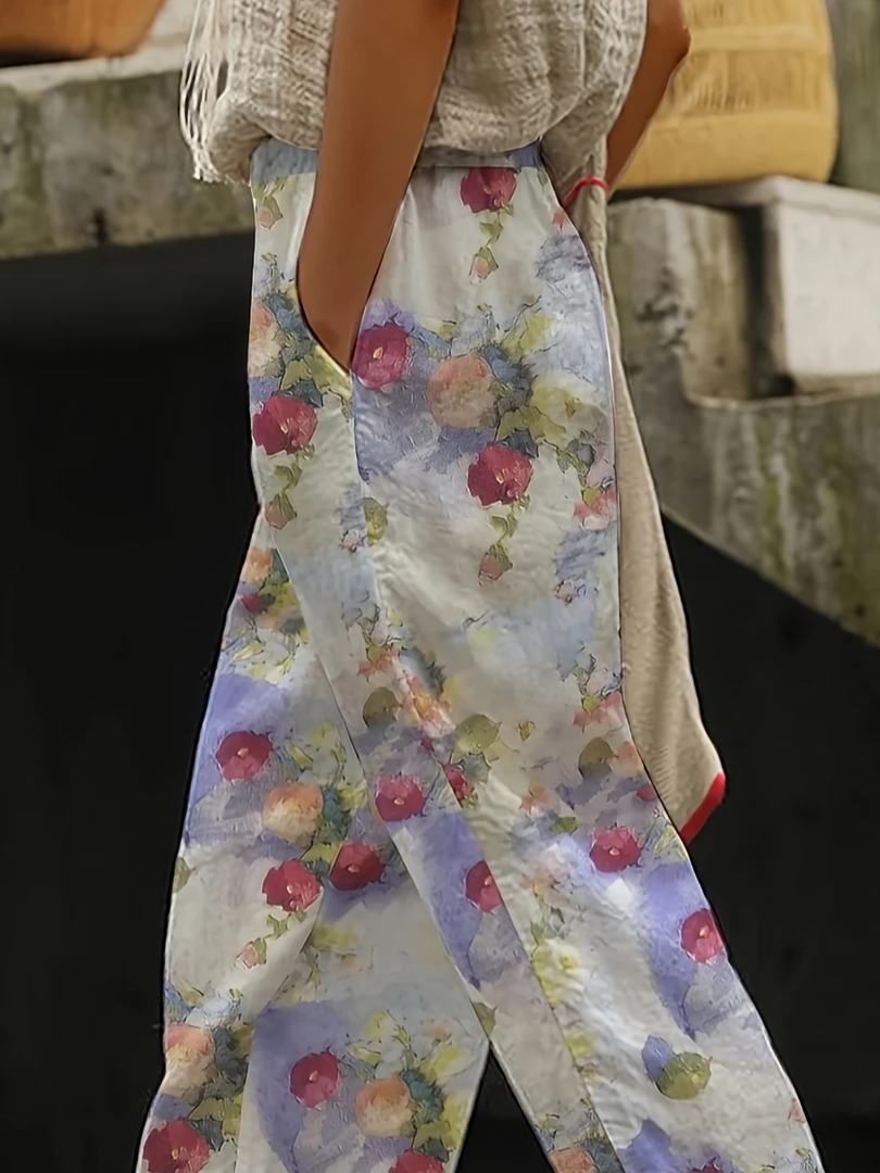 Damen Geblümt Lang Hose Lässig Frühling/Herbst Hose