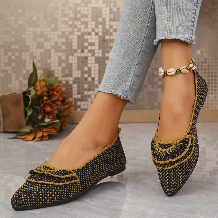 Damen Vier Jahreszeiten Freizeit Ultraleicht Fliegend Mesh Farbe Matching Flach Mund Flach Schuhe