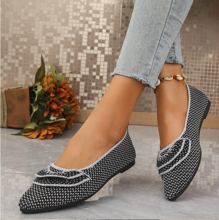 Damen Vier Jahreszeiten Freizeit Ultraleicht Fliegend Mesh Farbe Matching Flach Mund Flach Schuhe