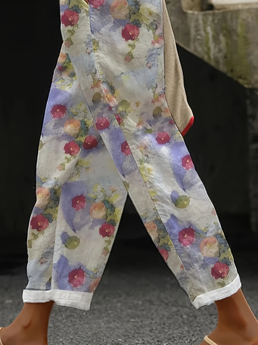 Damen Geblümt Lang Hose Lässig Frühling/Herbst Hose